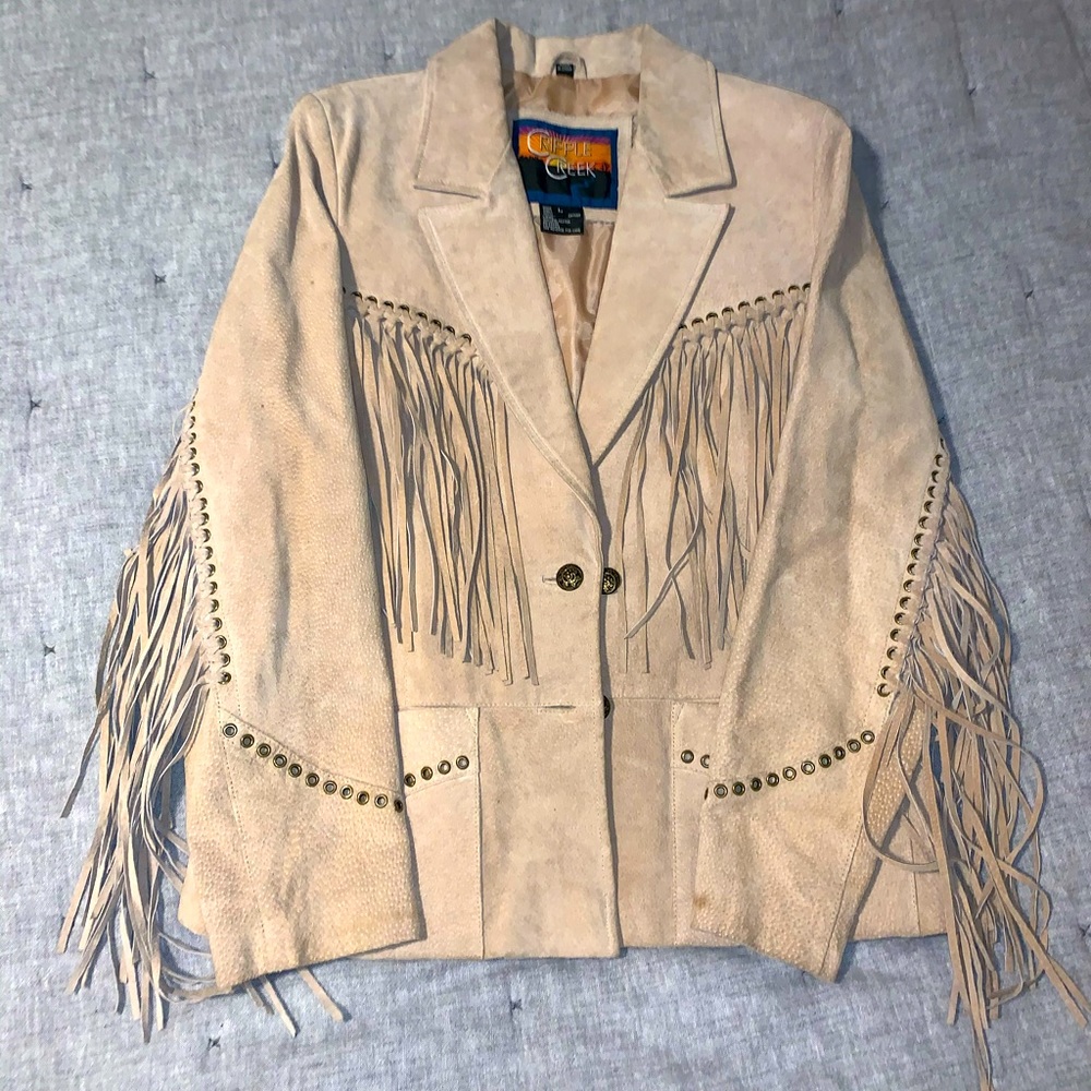 Cripple Creek Fringed Leather Jacket L